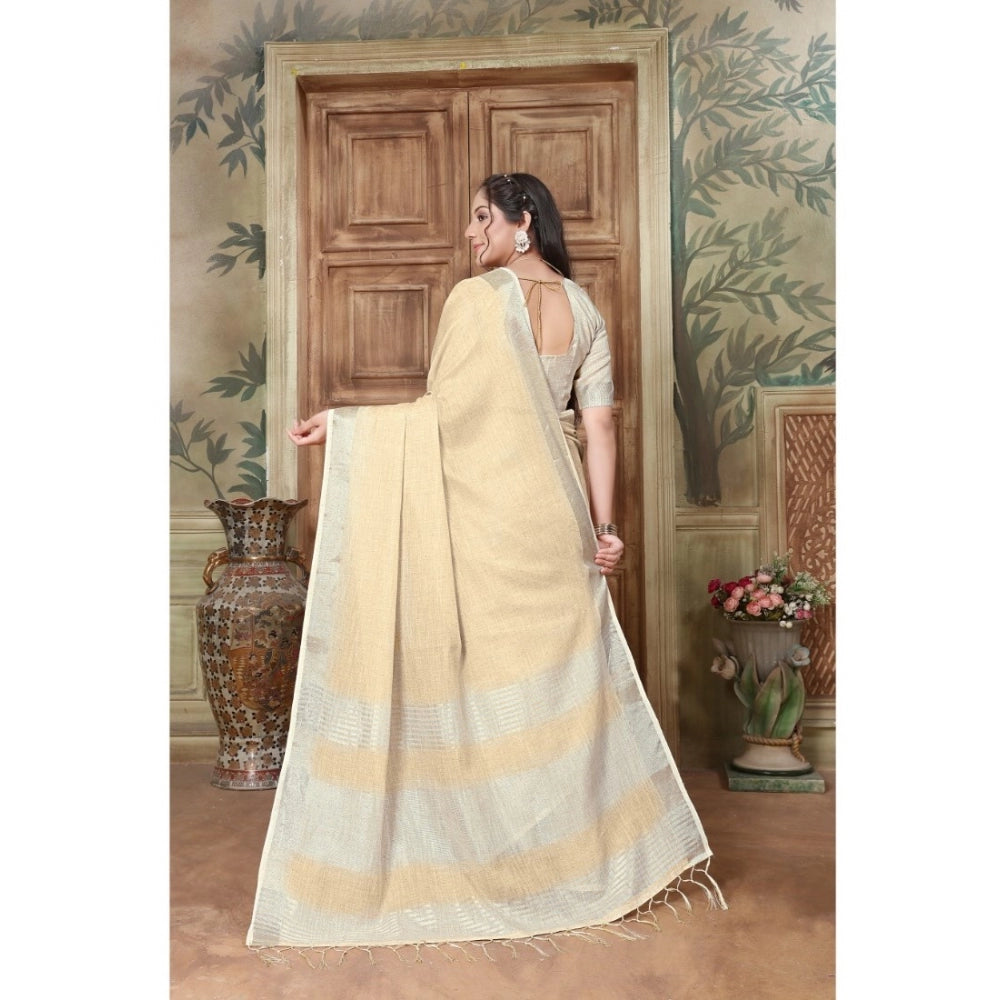 Generic Women's Organza Printed Saree With Unstitched Blouse (Yellow, 5-6 Mtrs)