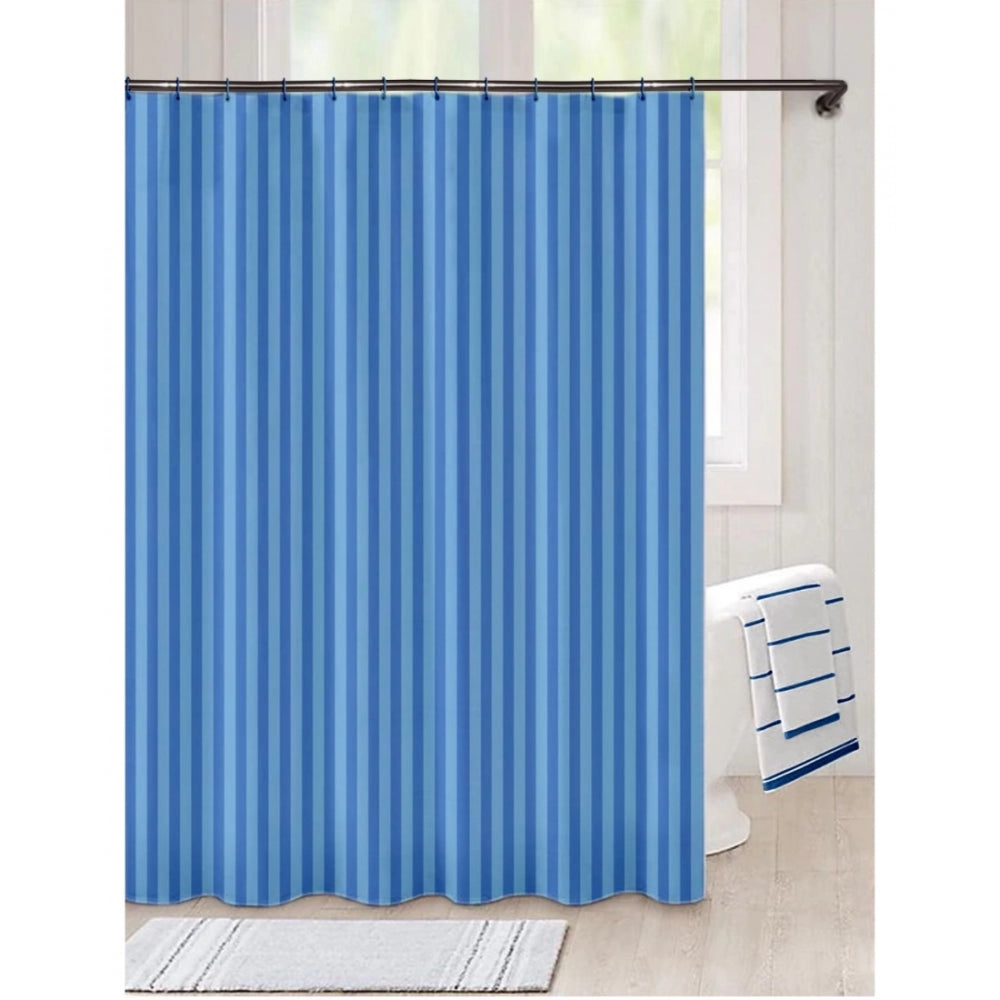 Generic Striped Polyester Plain Shower Curtains with Plastic Eyelets (Blue)