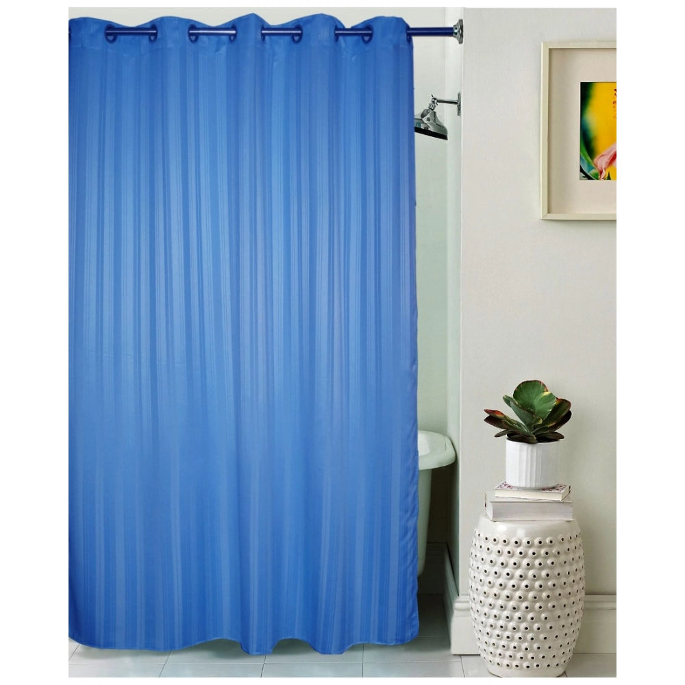 Generic Striped Polyester Plain Shower Curtains with Metal Eyelets (Blue)