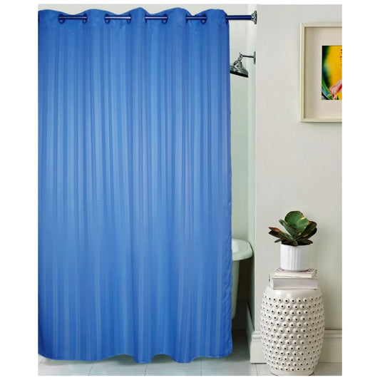 Generic Striped Polyester Plain Shower Curtains with Metal Eyelets (Blue)