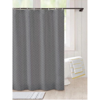 Generic Waves Polyester Plain Shower Curtains with Plastic Eyelets (Dark Grey)