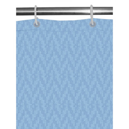 Generic Waves Polyester Plain Shower Curtains with Plastic Eyelets (Light Blue)