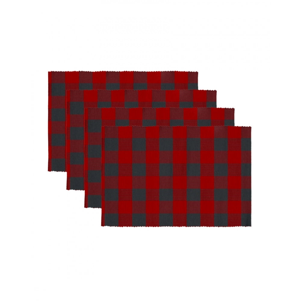 Generic Checked Cotton Place Mats Sets (Red &amp; Black)