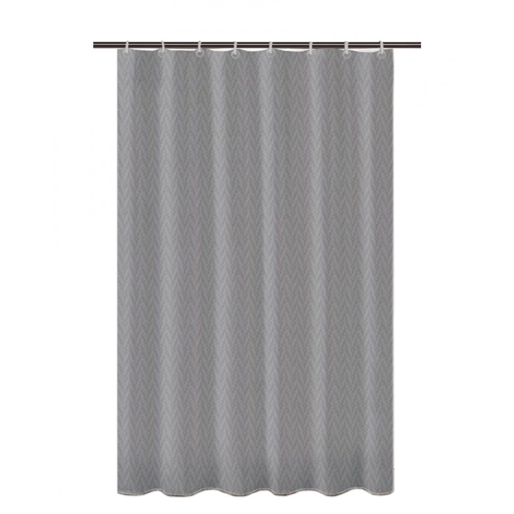 Generic Waves Polyester Plain Shower Curtains with Plastic Eyelets (Dark Grey)