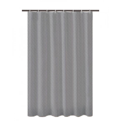 Generic Waves Polyester Plain Shower Curtains with Plastic Eyelets (Dark Grey)