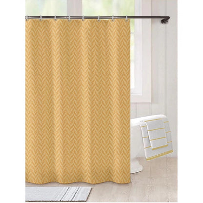 Generic Waves Polyester Plain Shower Curtains with Plastic Eyelets (Beige)