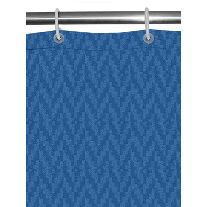 Generic Waves Polyester Plain Shower Curtains with Plastic Eyelets (Dark Blue)