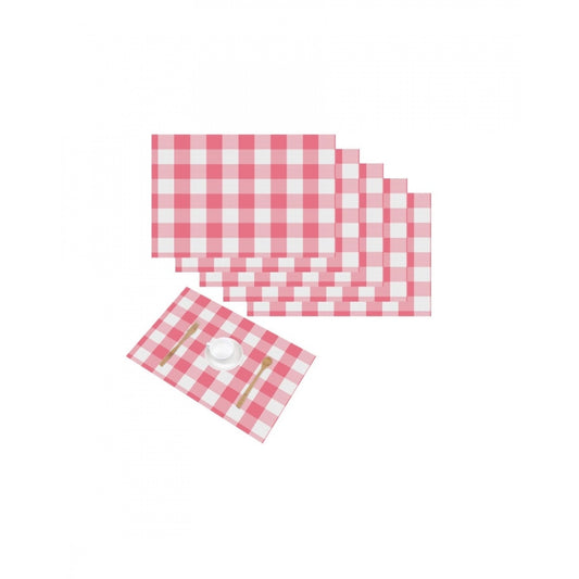 Generic Checked Cotton Place Mats Sets (Pink &amp; White)