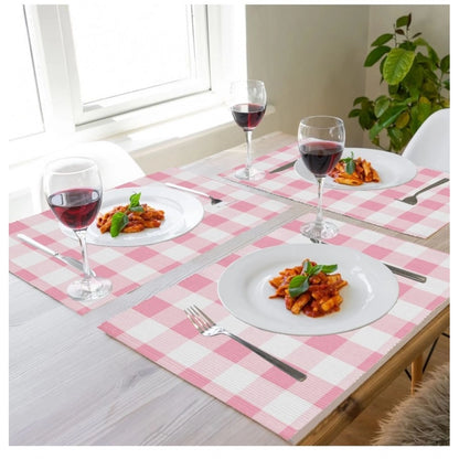 Generic Checked Cotton Place Mats Sets (Pink)