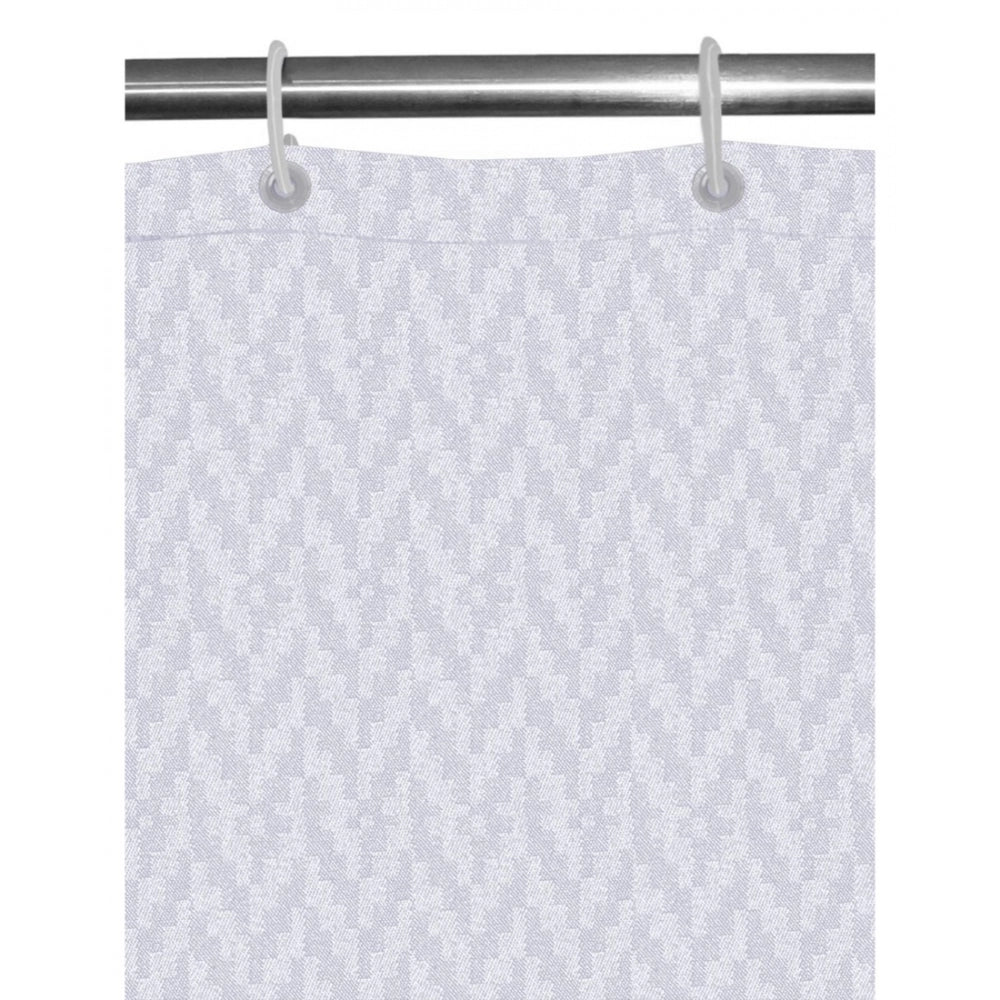 Generic Waves Polyester Plain Shower Curtains with Plastic Eyelets (White)