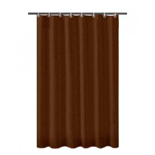 Generic Waves Polyester Plain Shower Curtains with Plastic Eyelets (Dark Brown)