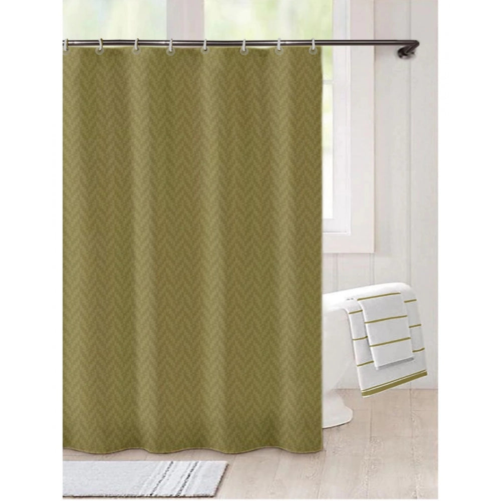 Generic Waves Polyester Plain Shower Curtains with Plastic Eyelets (Light Green)