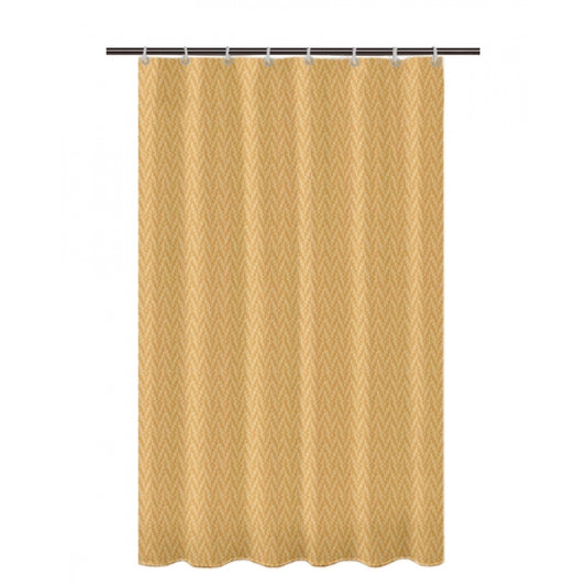 Generic Waves Polyester Plain Shower Curtains with Plastic Eyelets (Beige)