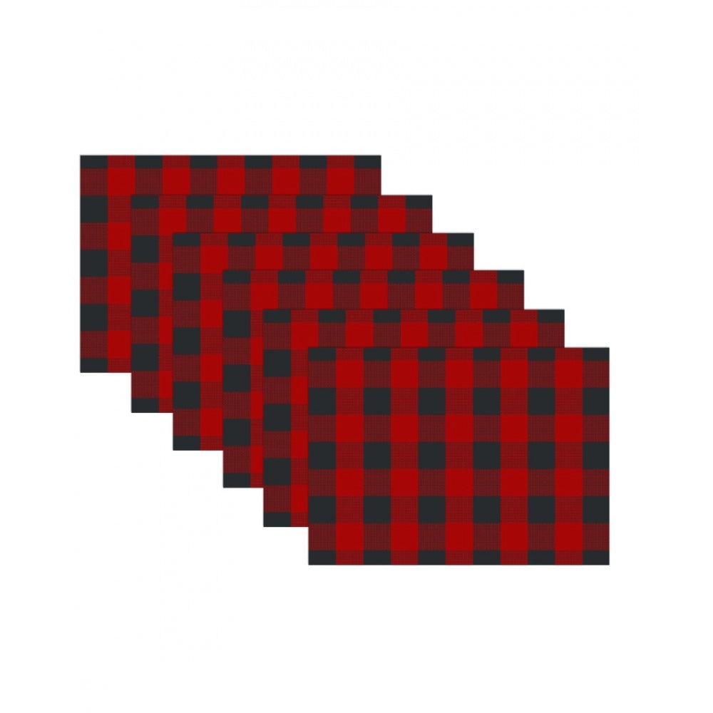 Generic Checked Cotton Place Mats Sets (Red &amp; Black)