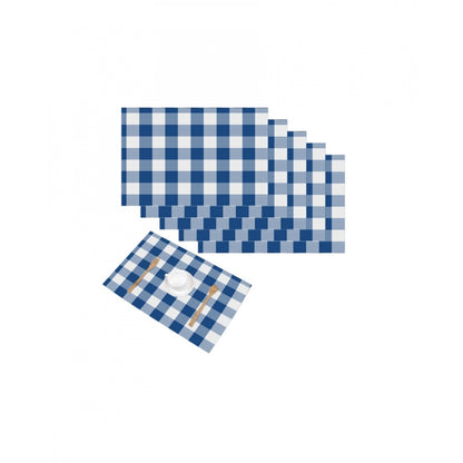 Generic Checked Cotton Place Mats Sets (Royal Blue)