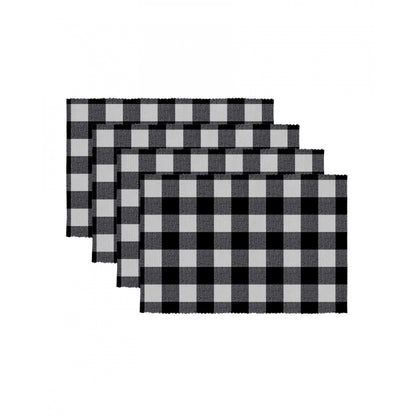 Generic Checked Cotton Place Mats Sets (Black)