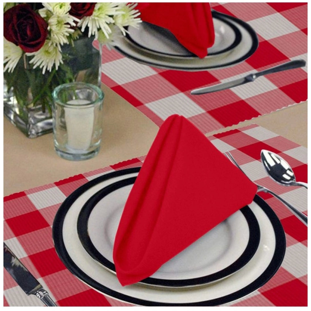 Generic Checked Cotton Place Mats Sets (Red)