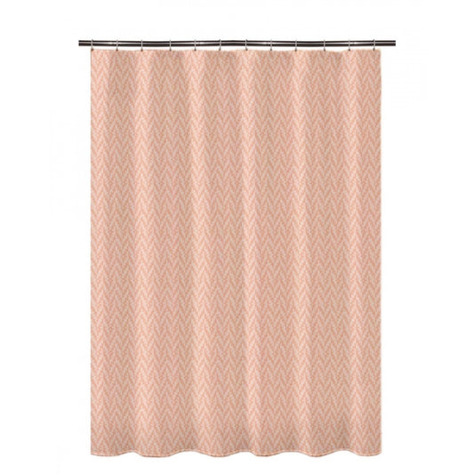 Generic Waves Polyester Plain Shower Curtains with Plastic Eyelets (Peach)