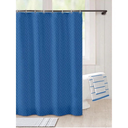 Generic Waves Polyester Plain Shower Curtains with Plastic Eyelets (Dark Blue)