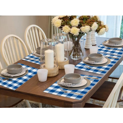 Generic Checked Cotton Place Mats Sets (Royal Blue)