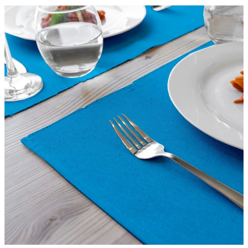 Generic Solid Cotton Place Mats Sets (Turquoise Blue)