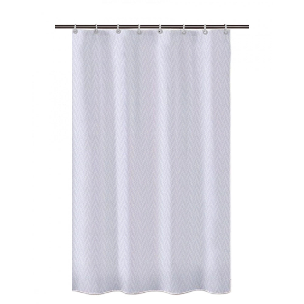 Generic Waves Polyester Plain Shower Curtains with Plastic Eyelets (White)