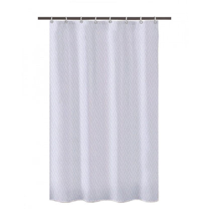 Generic Waves Polyester Plain Shower Curtains with Plastic Eyelets (White)