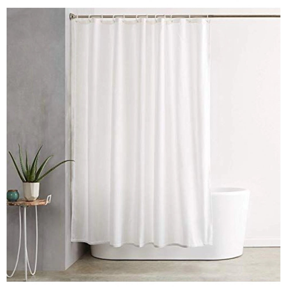 Generic Solid Polyester Plain Shower Curtains with Metal Eyelets (White)