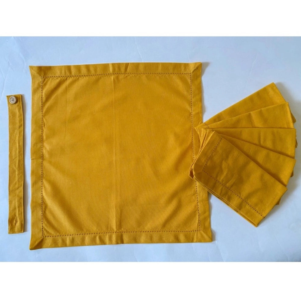 Generic Solid Cotton Napkins Sets (Yellow)