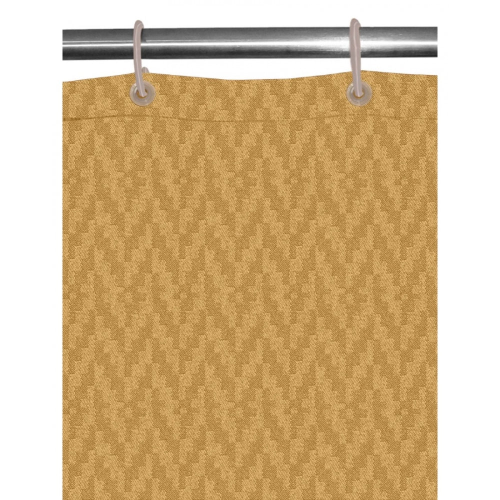 Generic Waves Polyester Plain Shower Curtains with Plastic Eyelets (Beige)