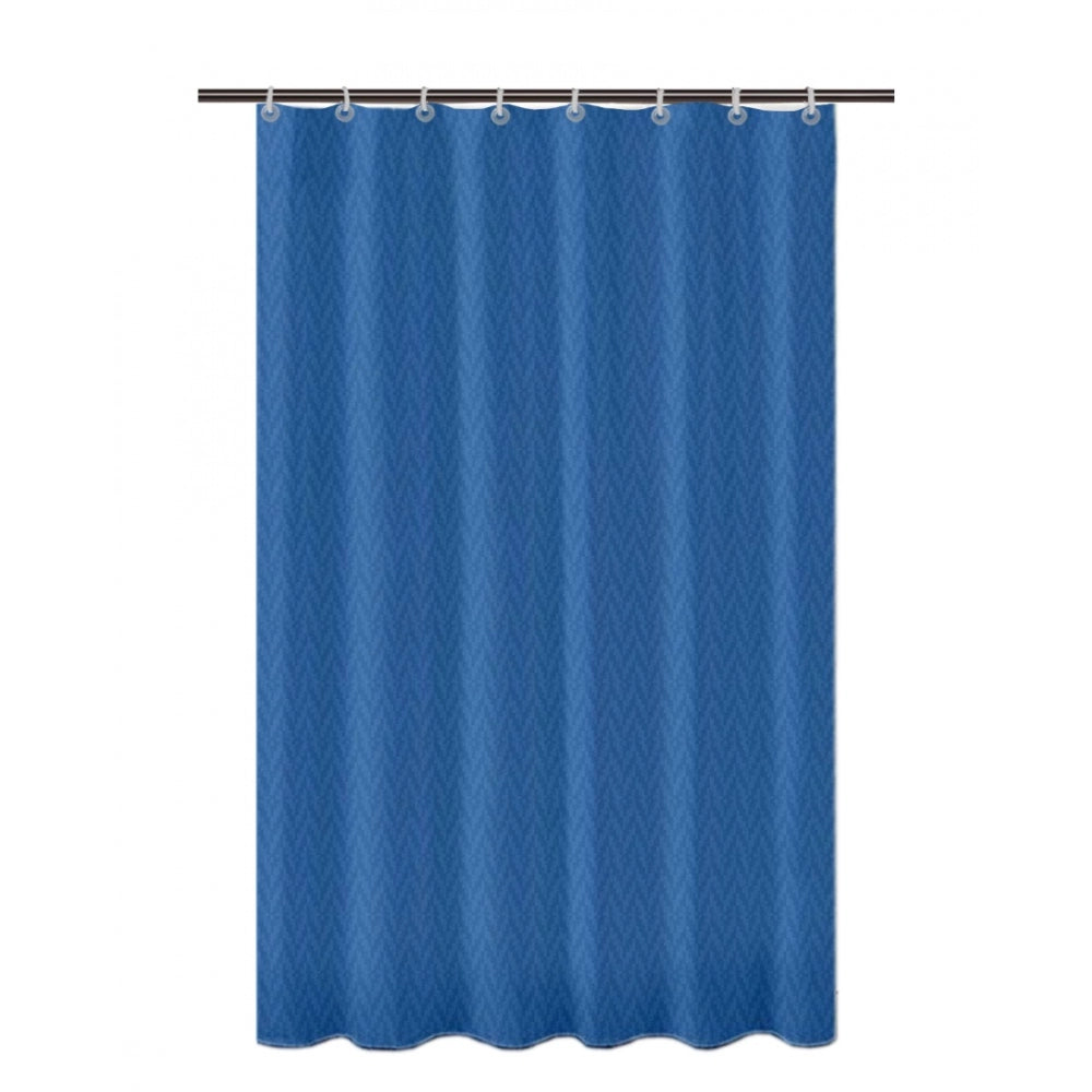 Generic Waves Polyester Plain Shower Curtains with Plastic Eyelets (Dark Blue)