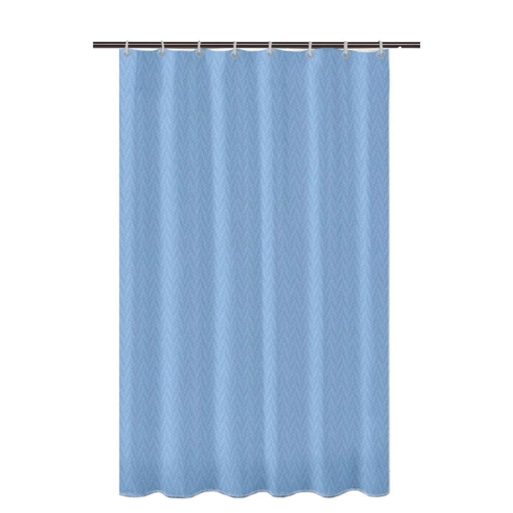 Generic Waves Polyester Plain Shower Curtains with Plastic Eyelets (Light Blue)