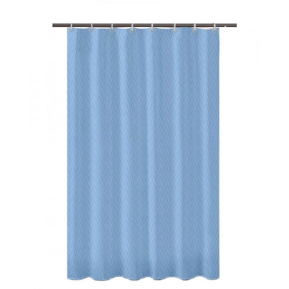 Generic Waves Polyester Plain Shower Curtains with Plastic Eyelets (Light Blue)