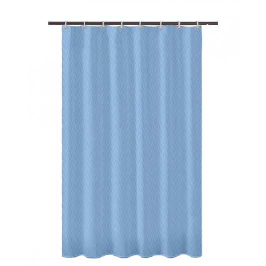 Generic Waves Polyester Plain Shower Curtains with Plastic Eyelets (Light Blue)