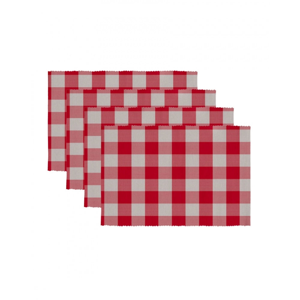 Generic Checked Cotton Place Mats Sets (Red)