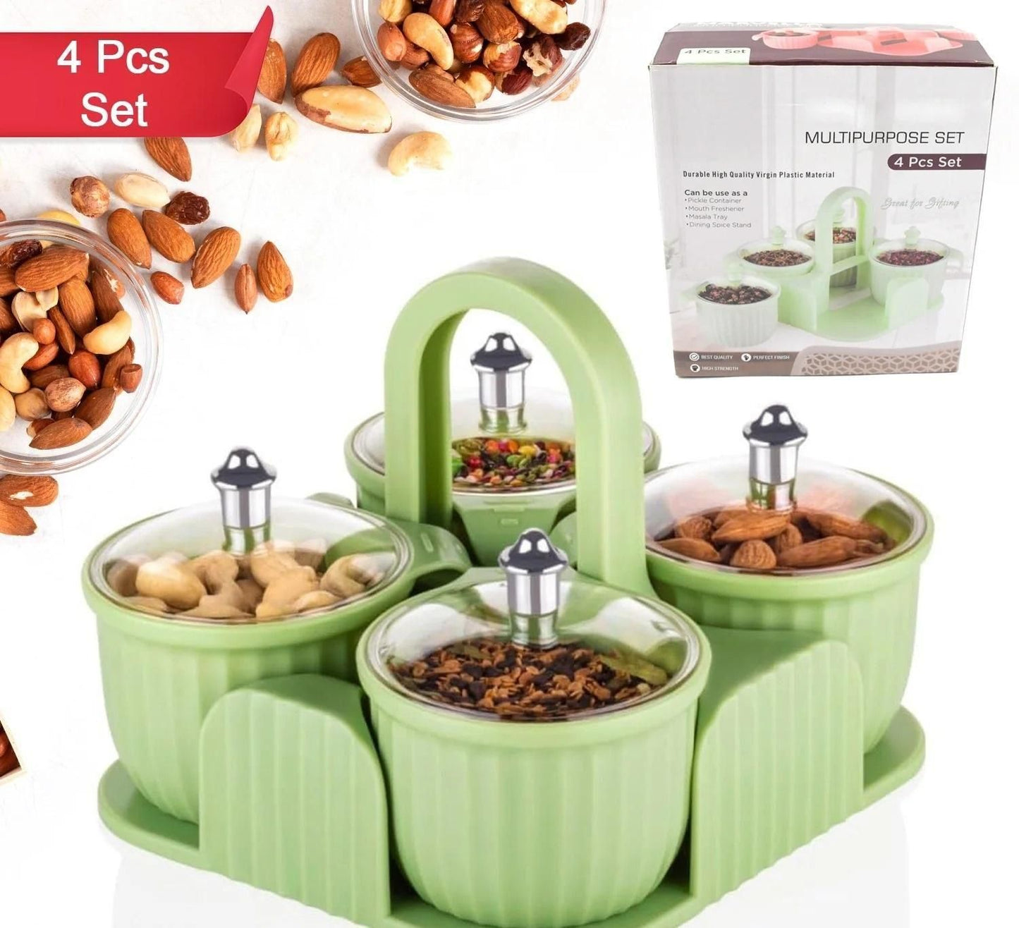 OS Multipurpose 4 pcs Storage Jar with Tray PRODUCT CODE (OS0004700)