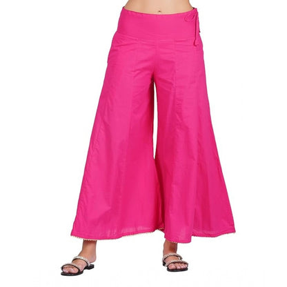 Generic Women's Casual Cotton Solid Palazzo (Pink)