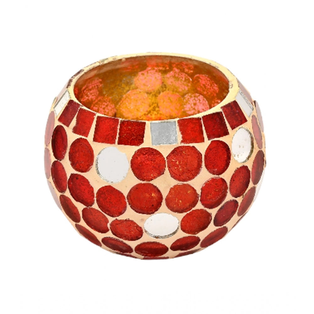 Generic Glass Roli-Poli Tea Light Holder (Red)