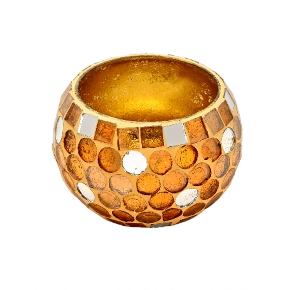 Generic Glass Roli-Poli Tea Light Holder (Gold)