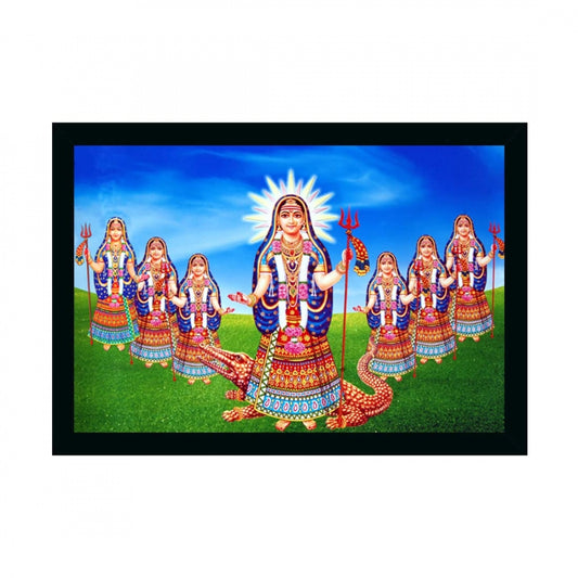 Generic Maa Khodal Painting with Synthetic Photo Frame (Multicolor)