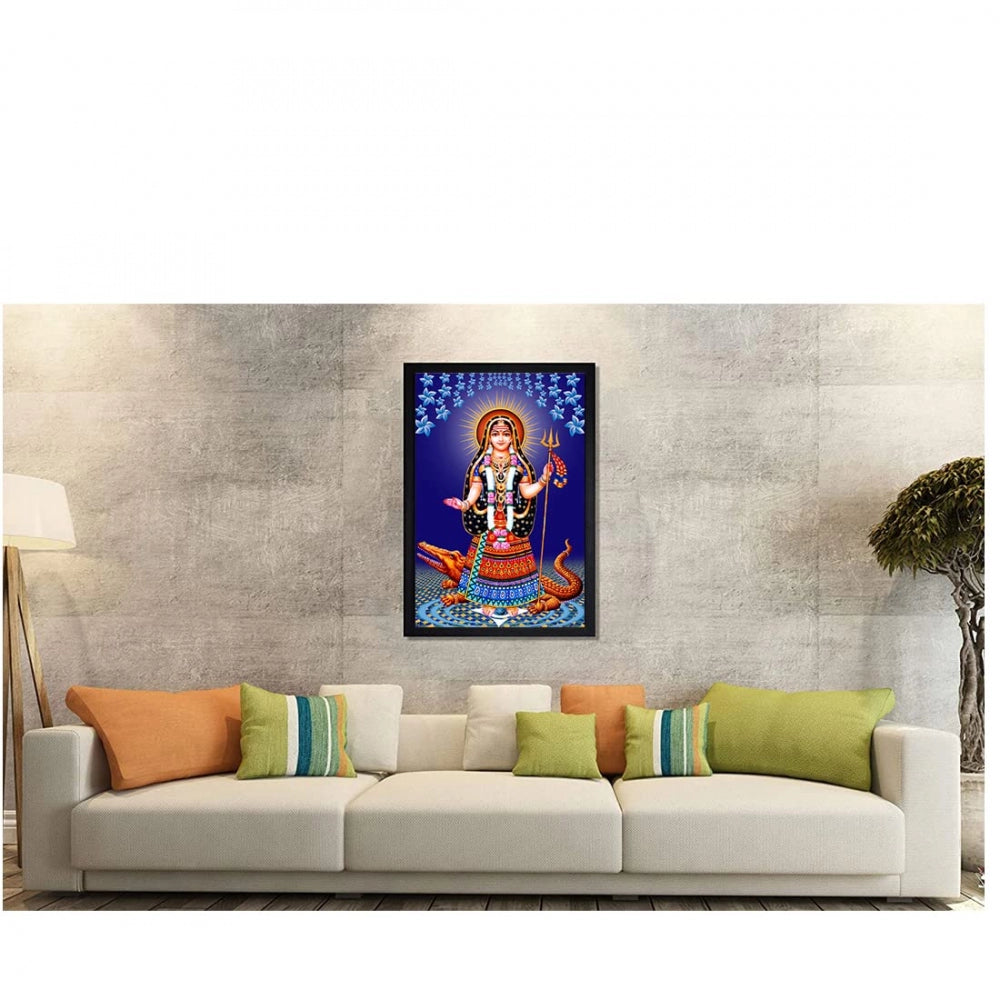 Generic Maa Khodal Painting with Synthetic Photo Frame (Multicolor)