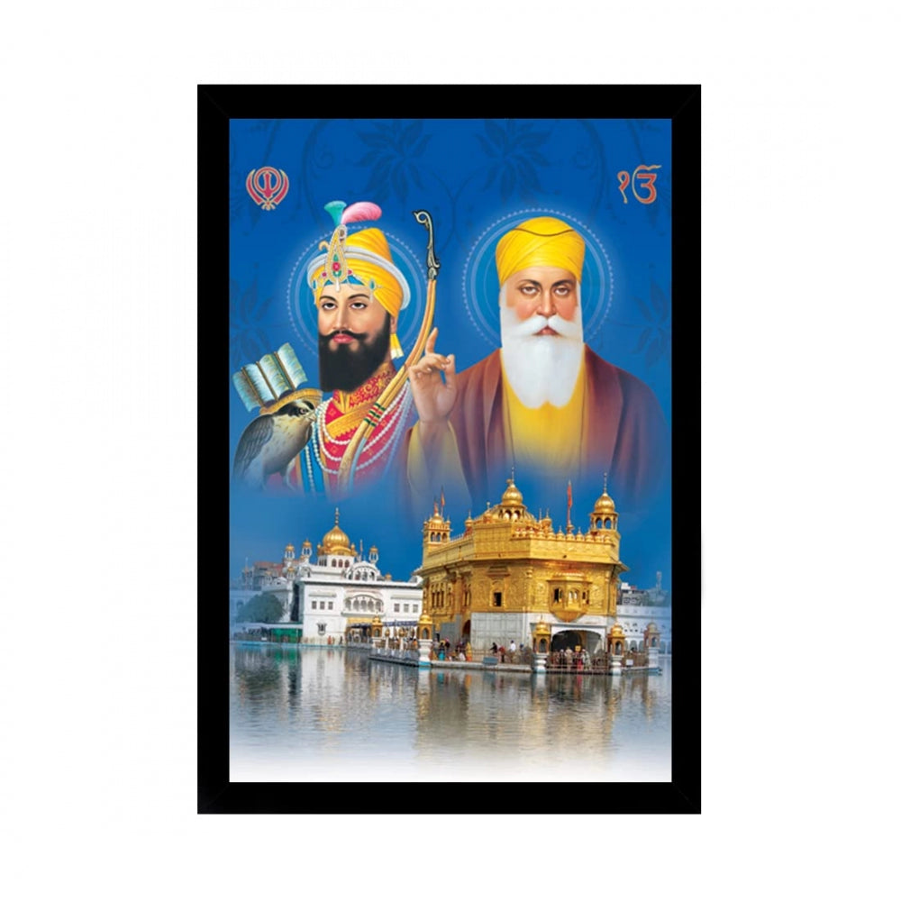 Generic Guru Nanak Painting with Synthetic Photo Frame (Multicolor)