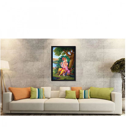 Generic Radha Krishna Painting with Synthetic Photo Frame (Multicolor)