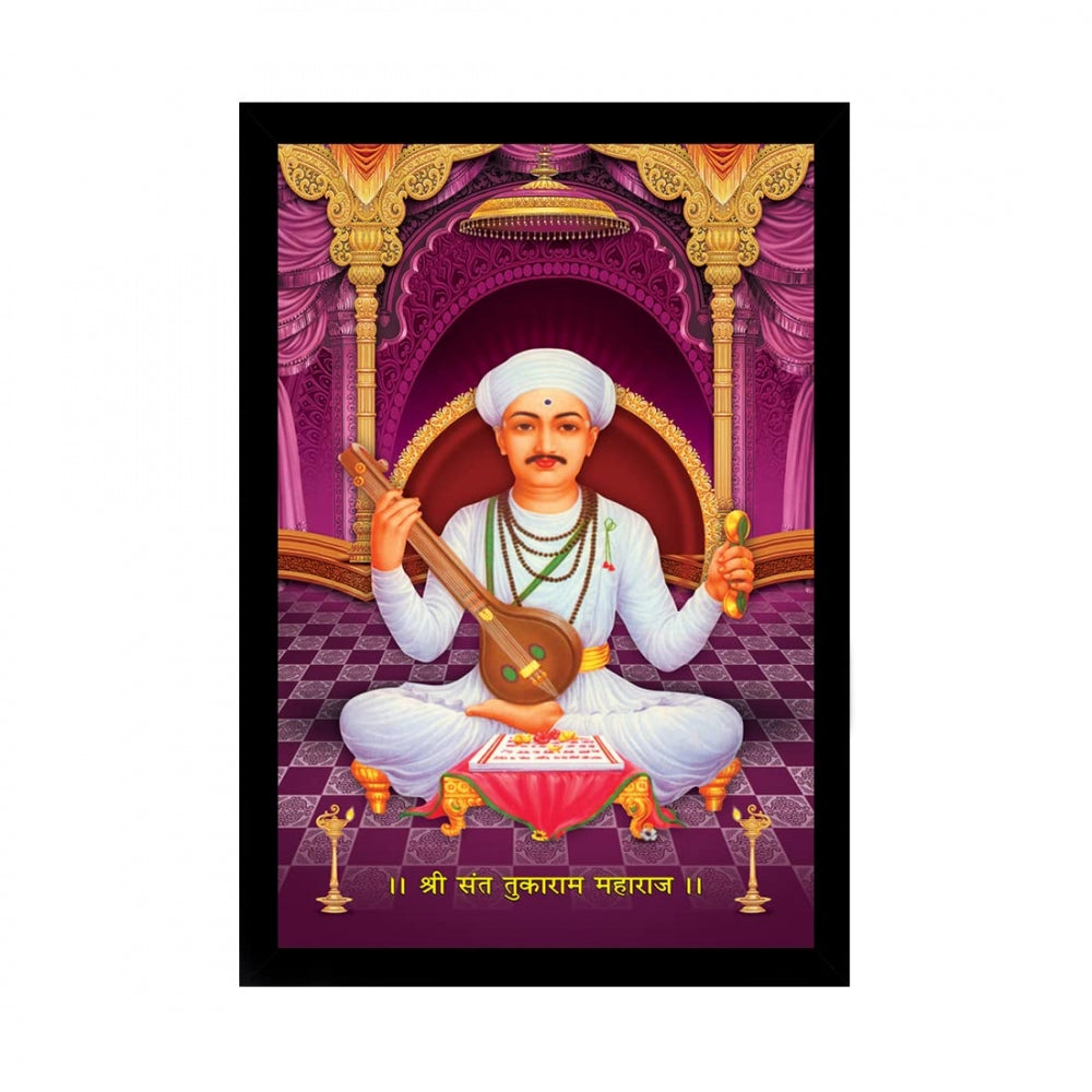 Generic Tukaram Painting with Synthetic Photo Frame (Multicolor)