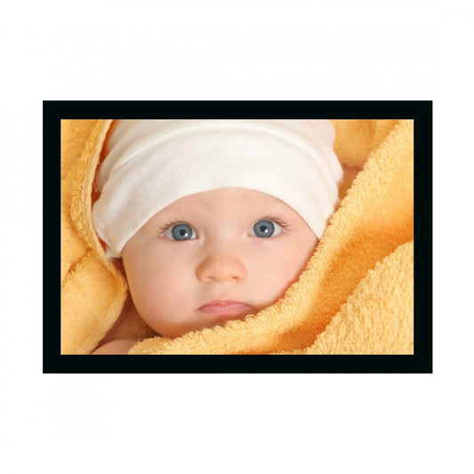 Generic Baby Photo Painting with Synthetic Photo Frame (Multicolor)