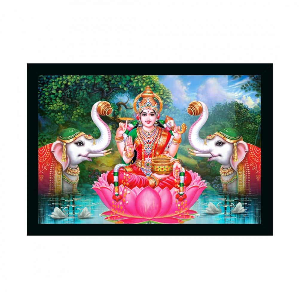 Generic Maa Laxmi Ji Painting with Synthetic Photo Frame (Multicolor)