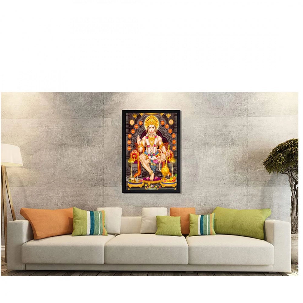 Generic Hanuman Ji Painting with Synthetic Photo Frame (Multicolor)