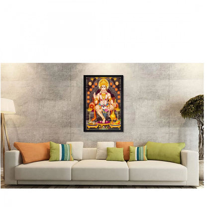 Generic Hanuman Ji Painting with Synthetic Photo Frame (Multicolor)