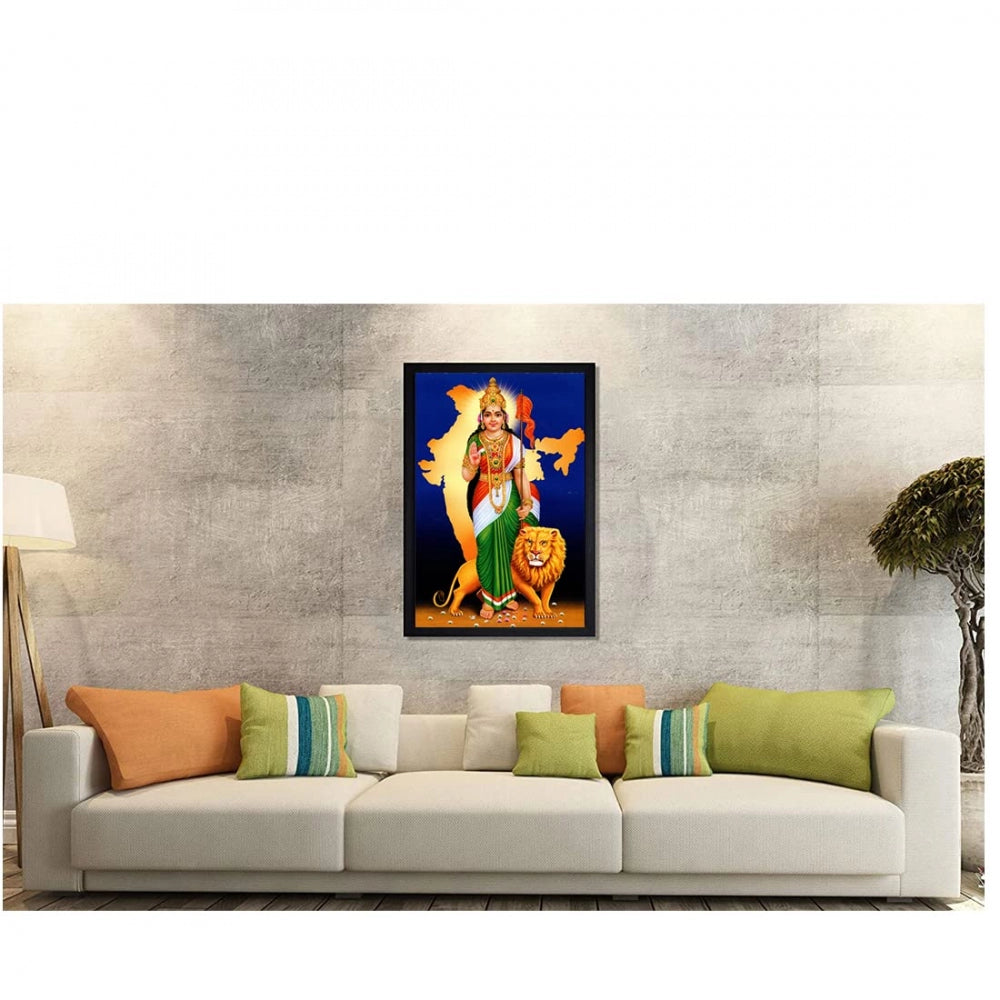 Generic Bharat Mata Painting with Synthetic Photo Frame (Multicolor)