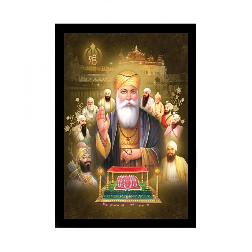 Generic Guru Nanak Painting with Synthetic Photo Frame (Multicolor)